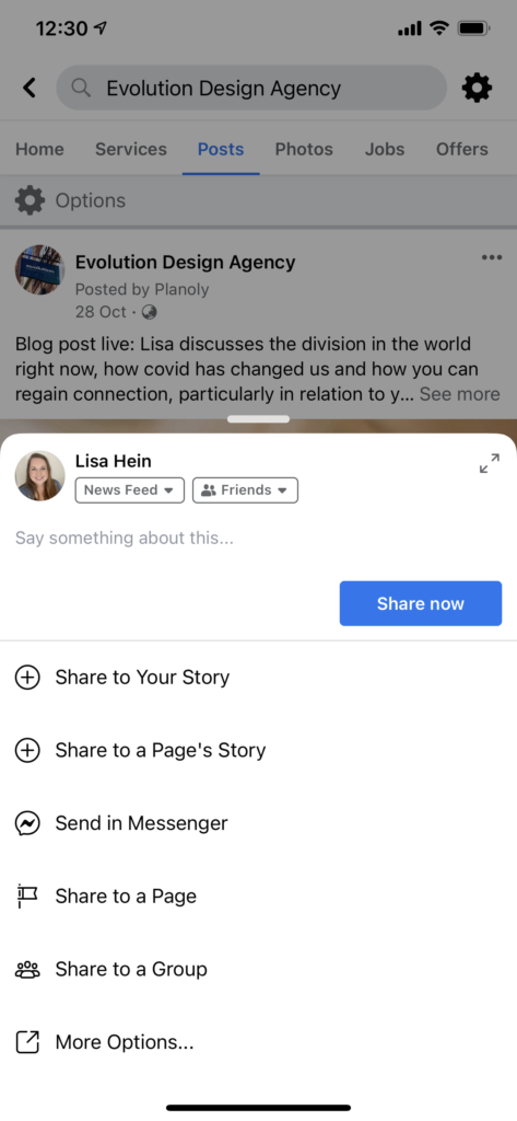 Facebook Tip: Sharing a Post from Your Business Page to a Group